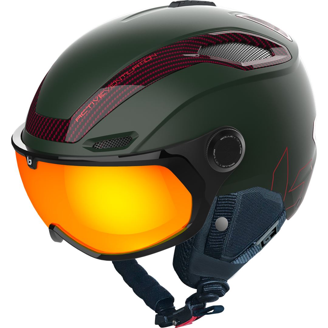 Bolle V-Line Carbon Phantom Fire Lens Cat 1-3 Helm Forest Matte S 52-55