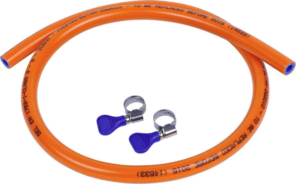 PVC Gasslang Met Slangklemmen 150 cm Gasslang Soellaart.nl