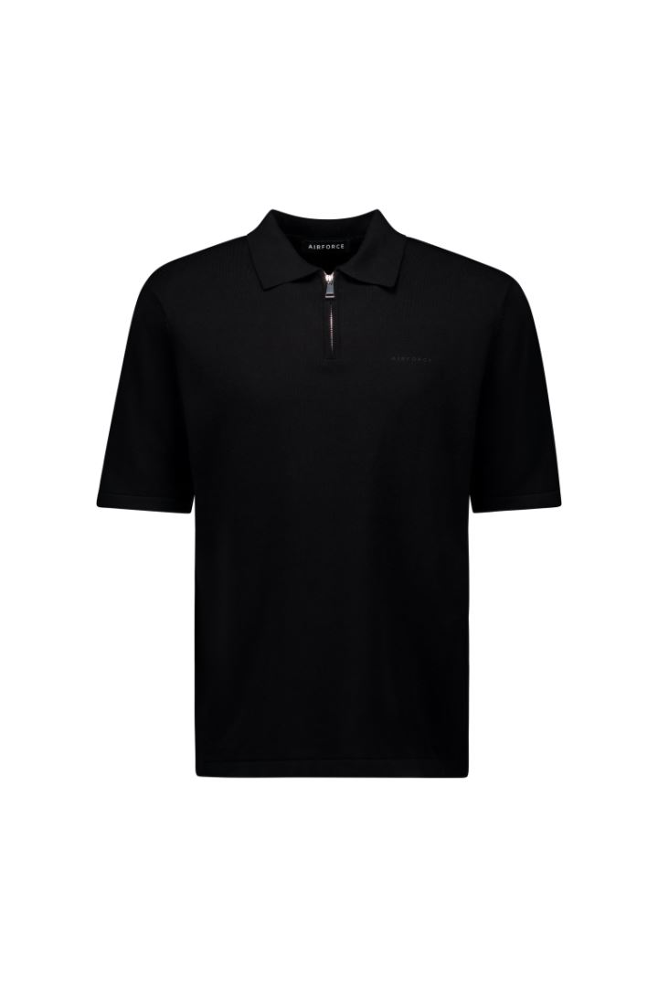 Airforce Knitted Zip Polo Heren True Black M