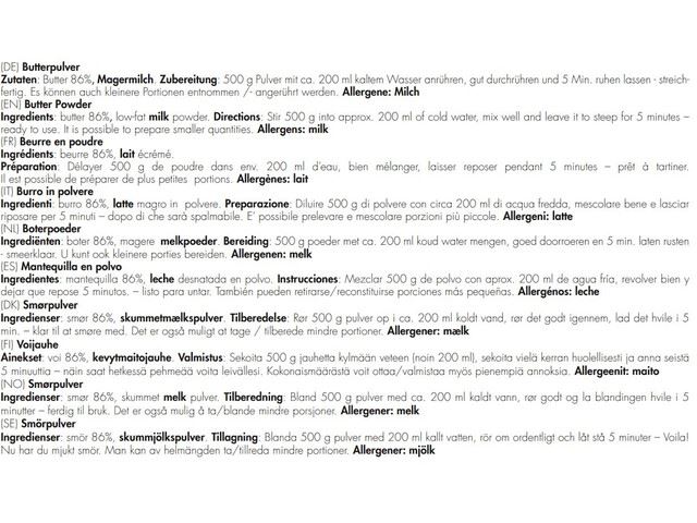 Alimentation d'urgence Beurre en poudre Repas de voyage