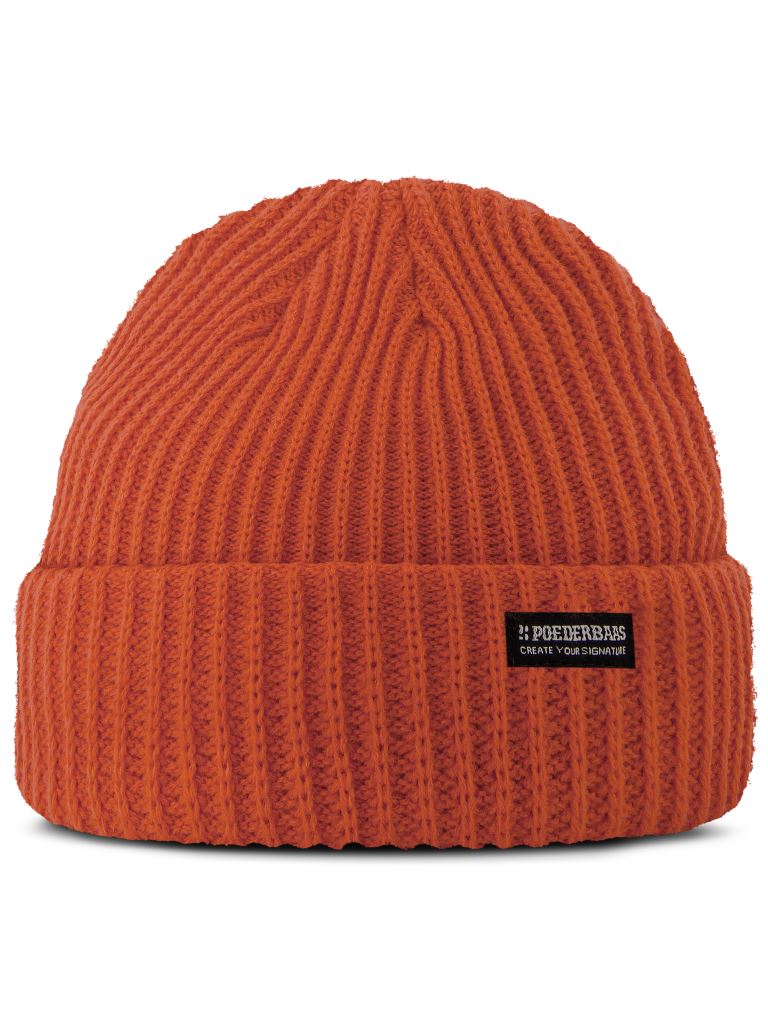 Poederbaas Royal Rib Muts Mandarin red One Size