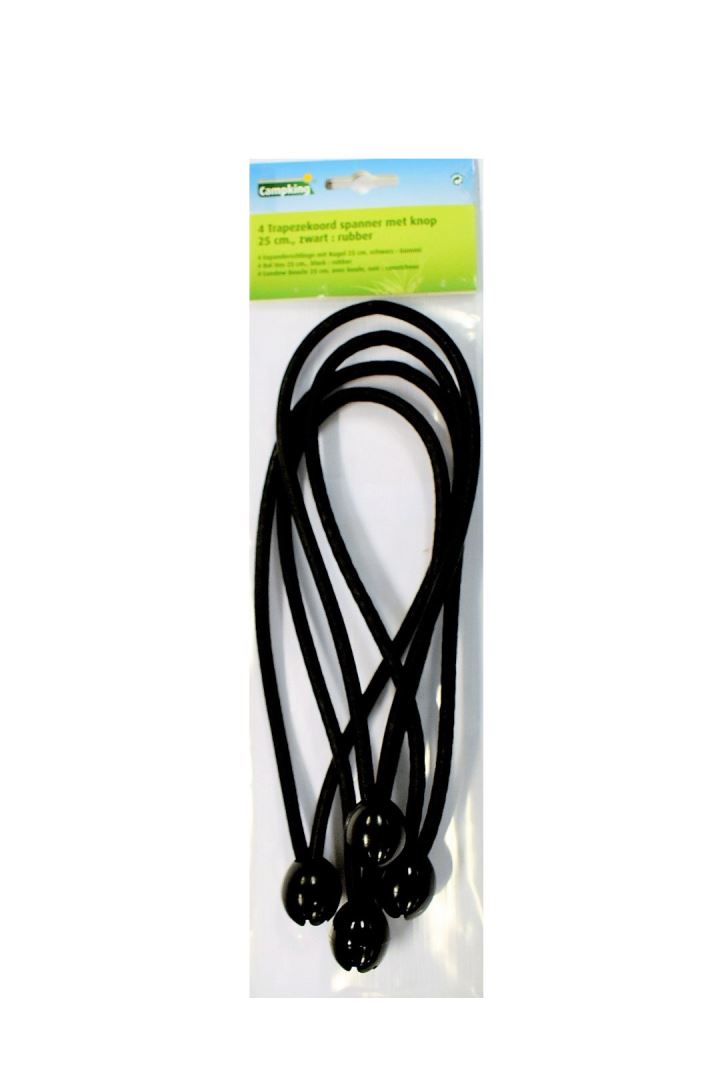 Campking Zwart Zak 4 Trapezekoord Spanner+Knop 25 Cm Accessoire