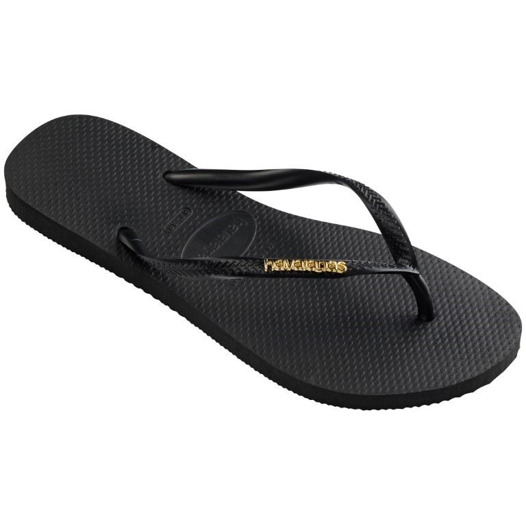 Slim Logo Metallic Slipper Dames Black/Gold 43/44