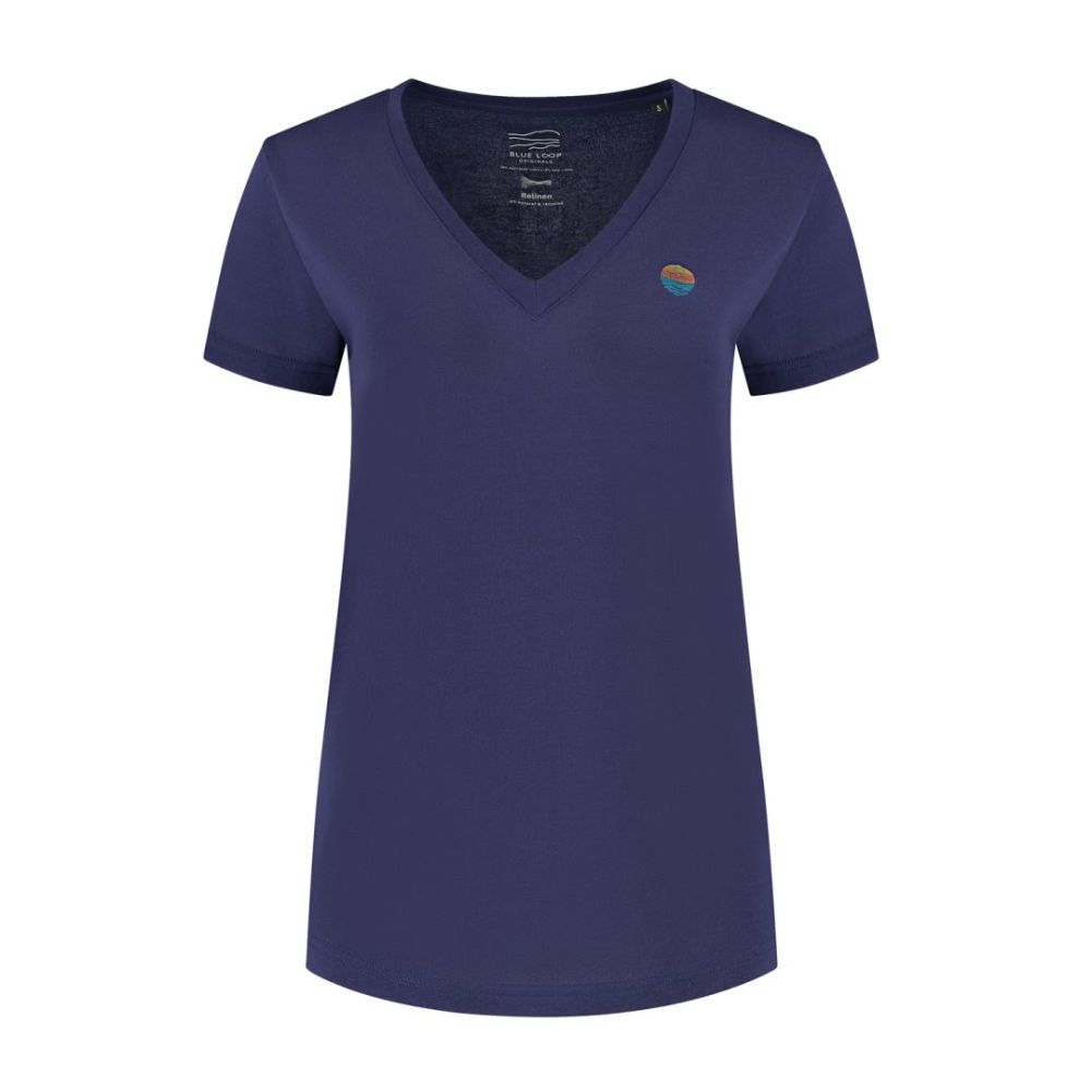 W Relinen Sunset V-Neck Tshirt Damen T-shirt Soellaart.nl