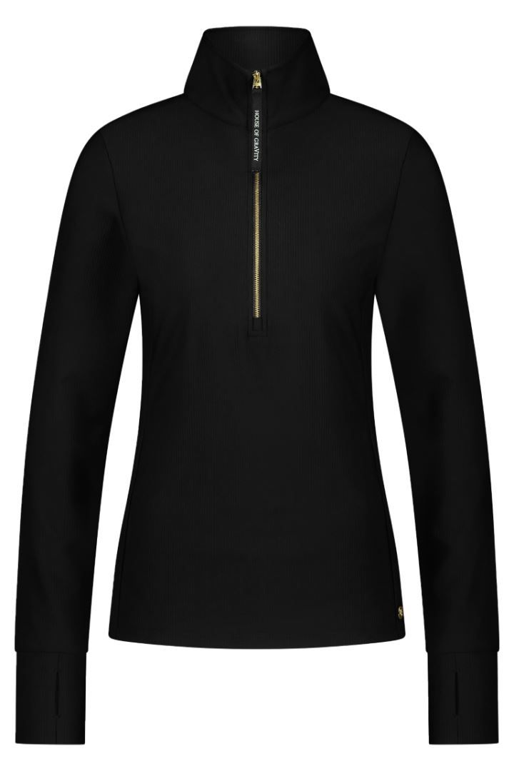 Langärmeliger Rippstrickpullover mit Reißverschluss Workout Pullover Damen Soellaart.nl